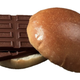 Pictured is a bun and a chocolate bar.